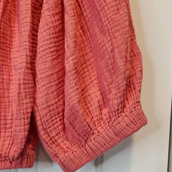 Elan Puff Sleeve Crop Top Off Shoulder Cotton Gauzy Coral Top Size Small - Picture 5 of 6